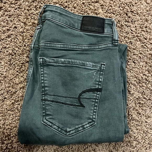 American Eagle Outfitters Denim - Green American Eagle high waisted skinny jeans size 4
